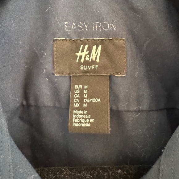 H&M Slim Fit Long Sleeve Shirt - Navy Blue, Size M - Picture 3 of 3